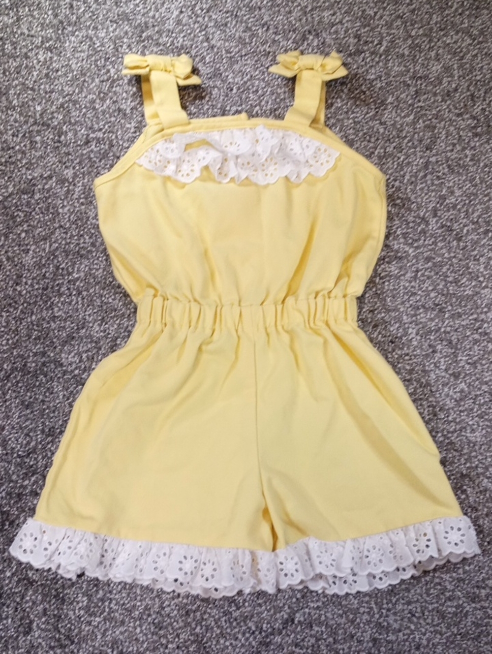 Little English Yellow Eyelet-Trim Romper